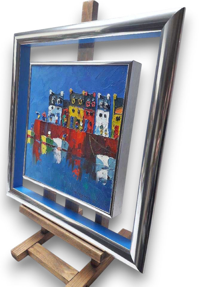 Argent vif rehausse bleu vif plexi transparent cache-clous argent vif (Charles Cambier)